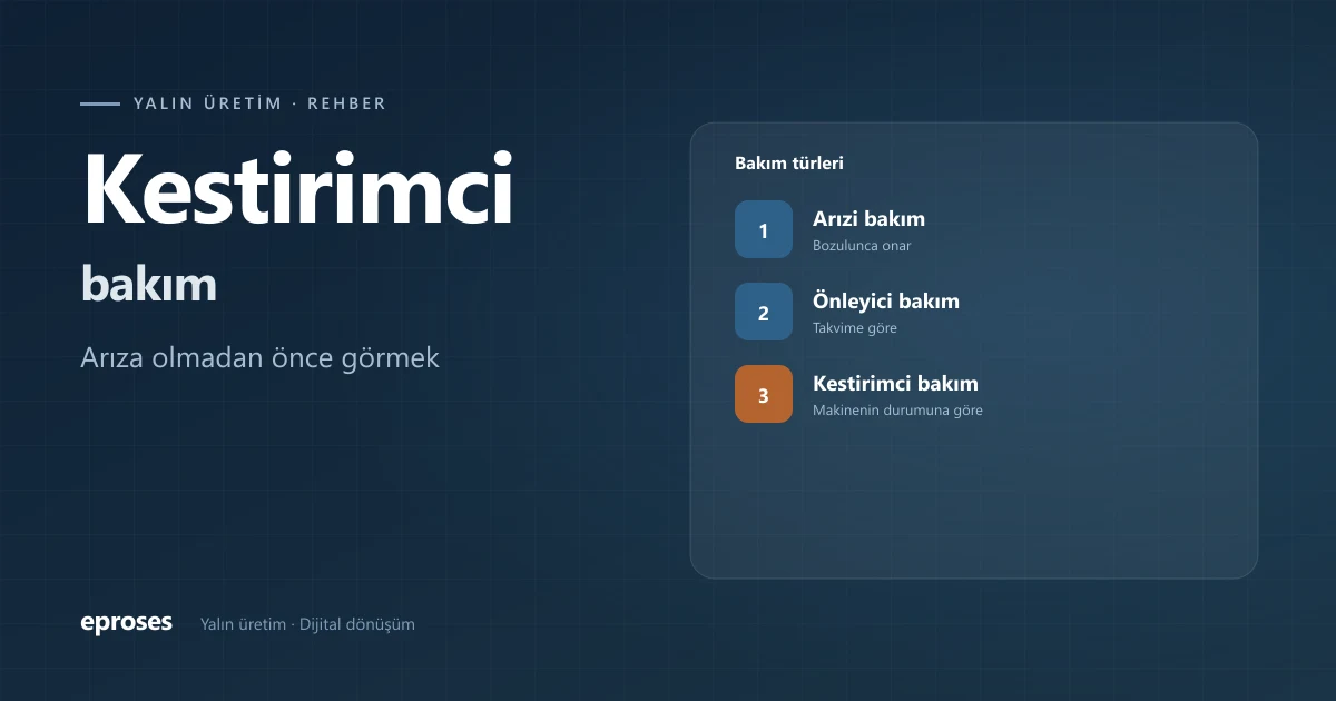 Bakım türleri: arızi, önleyici ve kestirimci bakımın karşılaştırması